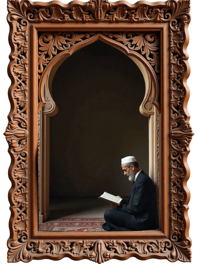 Muslim man reading Quran